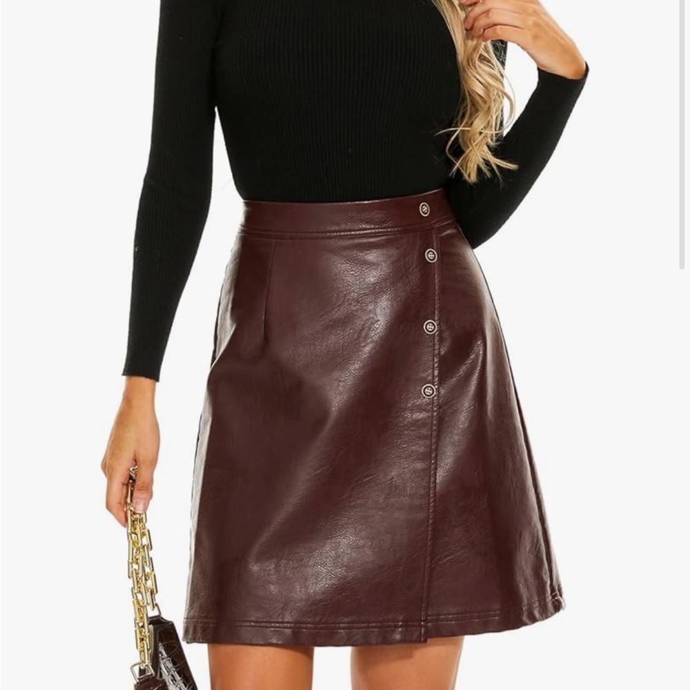 Maroon high waisted pleather skirt  size xl